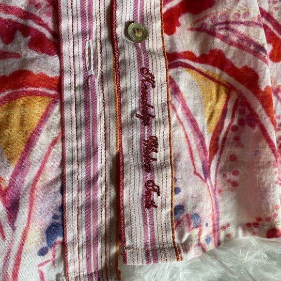 Robert Graham Shirt Paisley Striped Multicolor Linen Cotton Pearl Button Down XL - Picture 8 of 10